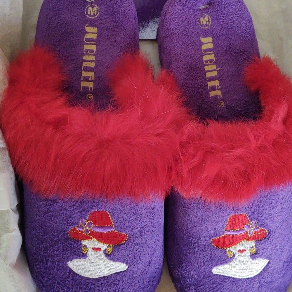 Jubilee Terrycloth Slippers “Purple PJ Party” Medium